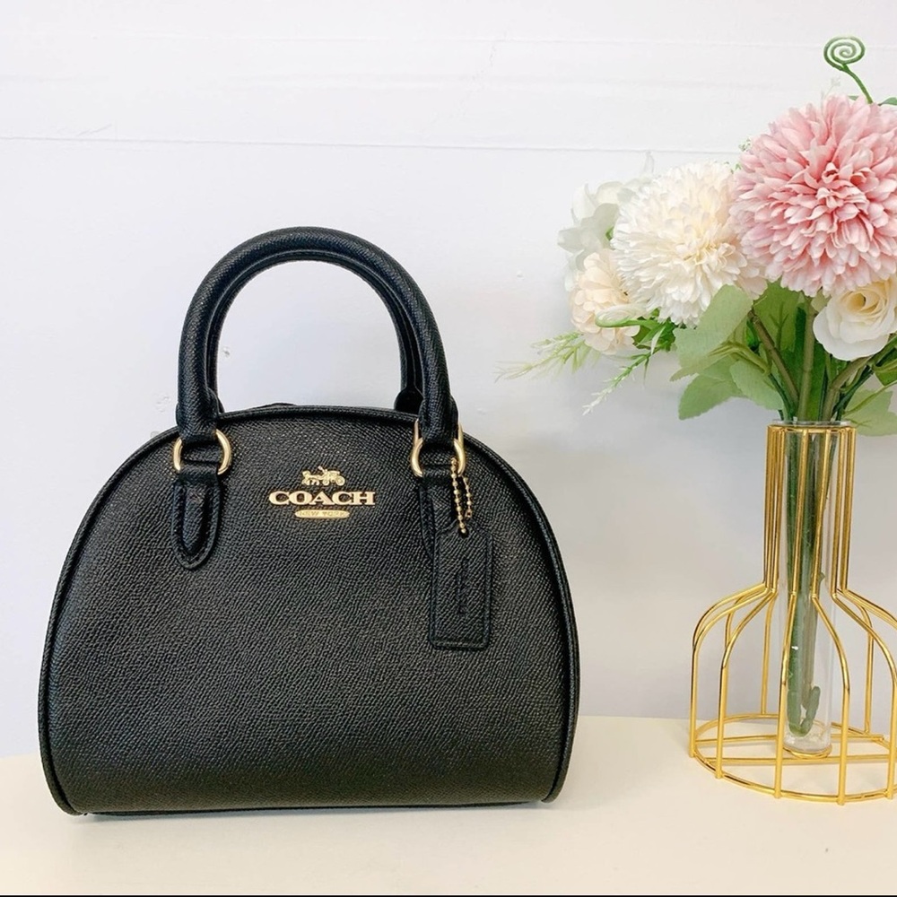 Coach Black Dome Satchel with Gold Details